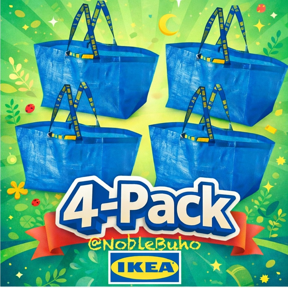 😃4-PACK😃 Shopping Bag Frakta Laundry Tote Bag Ikea Bag 19 Gallon 4 Pack